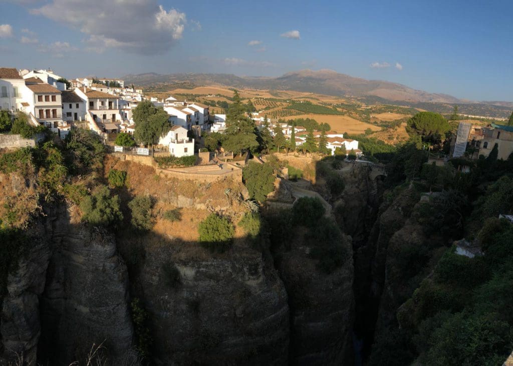Ronda, sitting atop of hill in Spain.