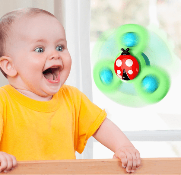 Baby Suction Cup Spinning Top Toys, Window Spinner Spinning Toys For Toddlers  1-3, Pop Up Montessori Sensory Airplane Travel Bath Tub Summer Water Toy