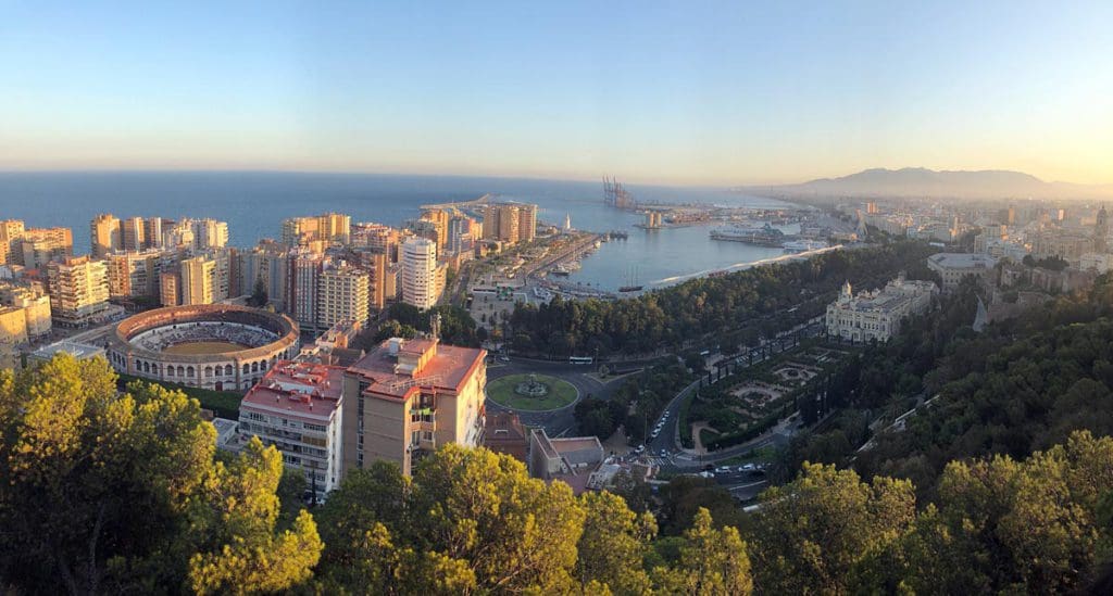 An aerial view of the coastal town of Malaga.