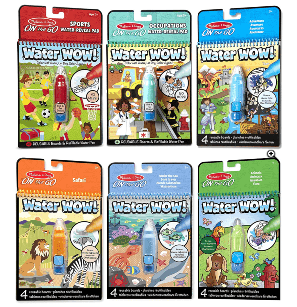 Product shot of 6 Melissa & Doug Water Wow books.