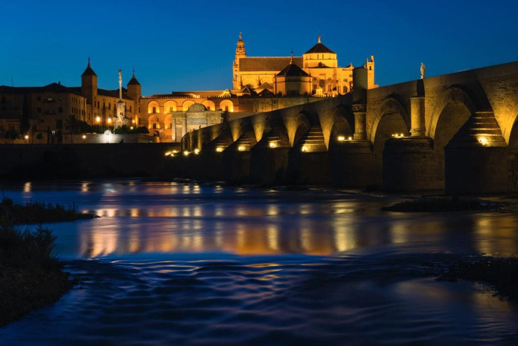 Cordoba, Spain, lit up at night.