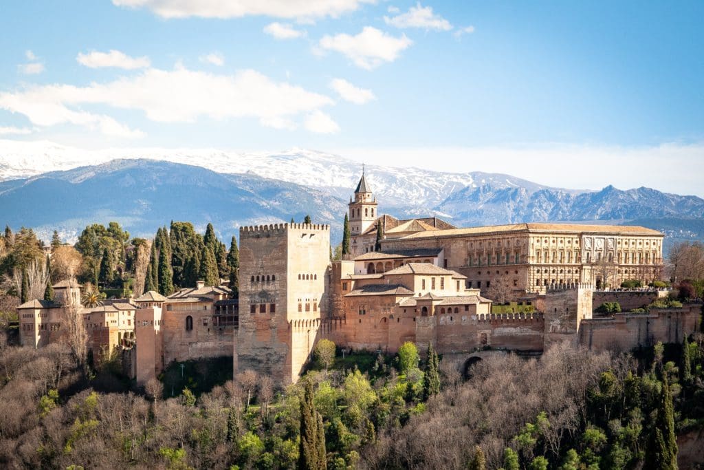 Granada proudly sitting atop a hill in Southern Spain.