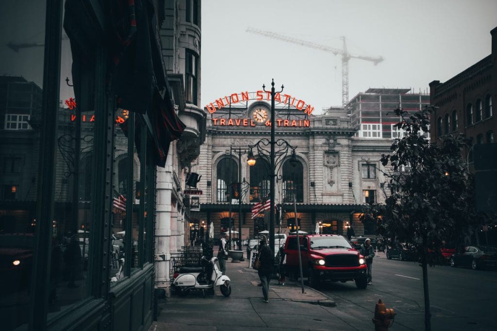 A haunting view of Union Station in downtown Denver.