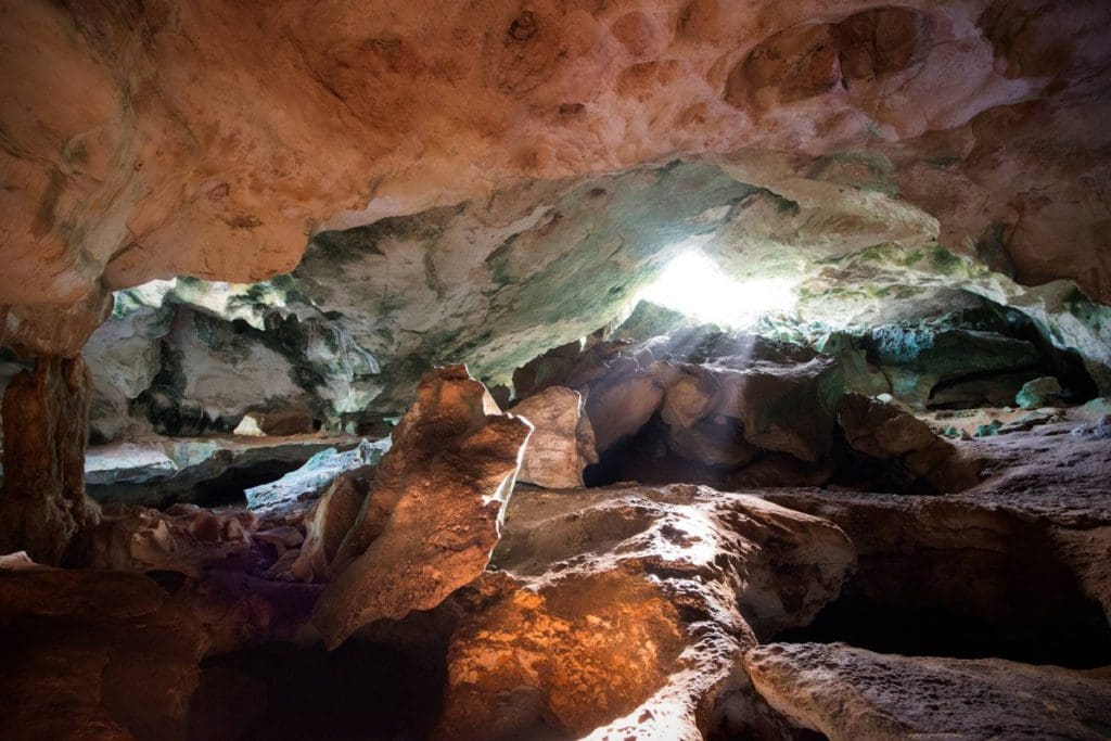 Inside the beautiful Conch Bar Caves, one of the best things to do in Turks & Caicos with kids.