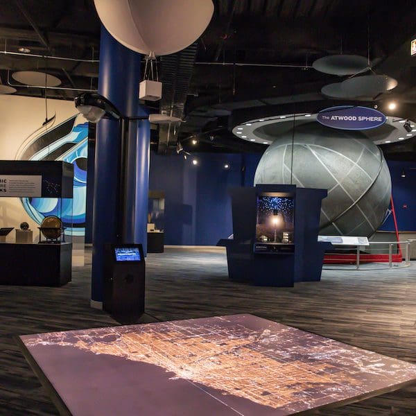 Inside one of the Adler Planetarium exhibits, one of the best kids activities in Chicago.