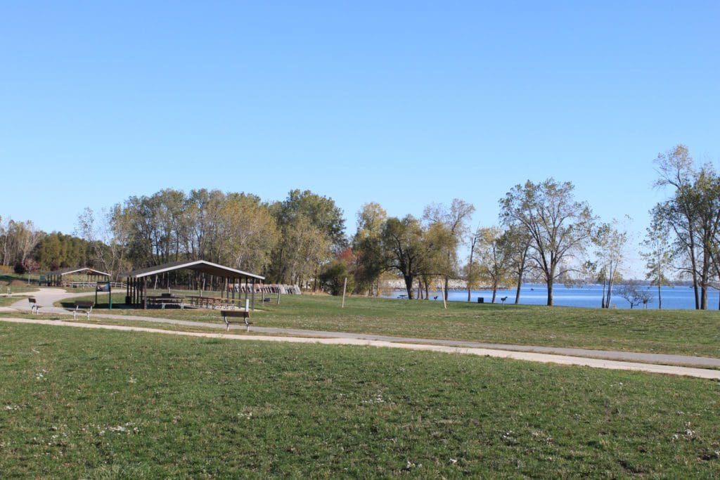 A picnic area at Sterling State Park along Lake Erie.