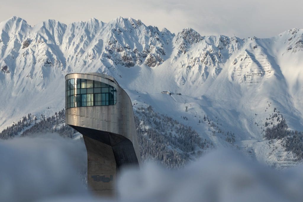 A view of the tower at the Bergisel ski jump.