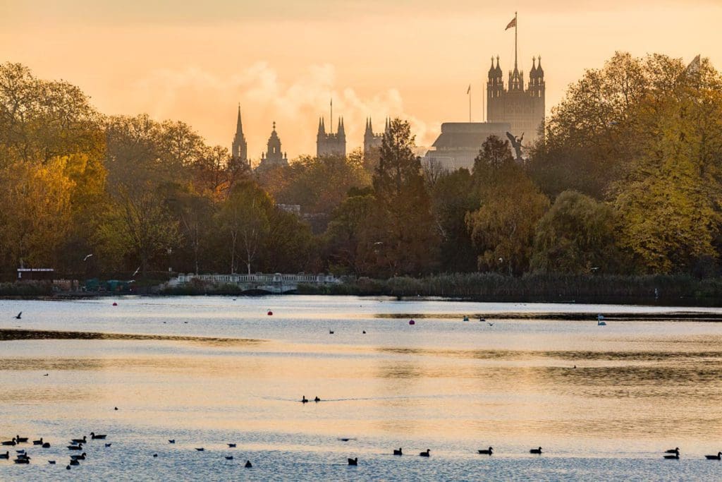 A view of Westminster from across the river in London.