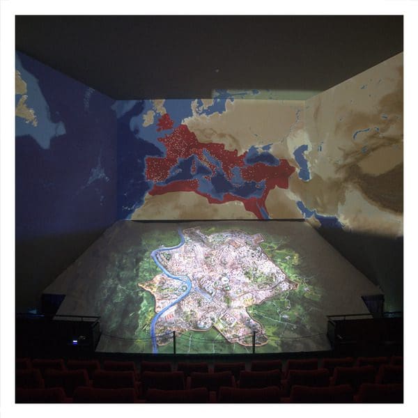 A holographic map room at Welcome To Rome.