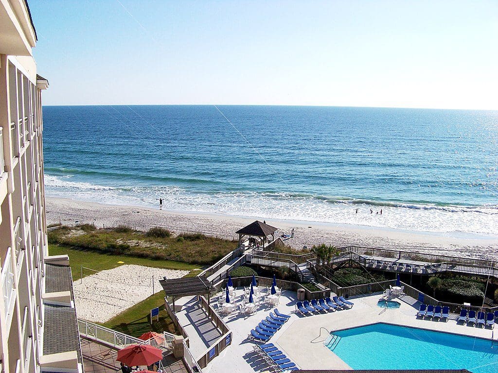 Wrightsville Beach, North Carolina from top floor of the Holiday Inn.