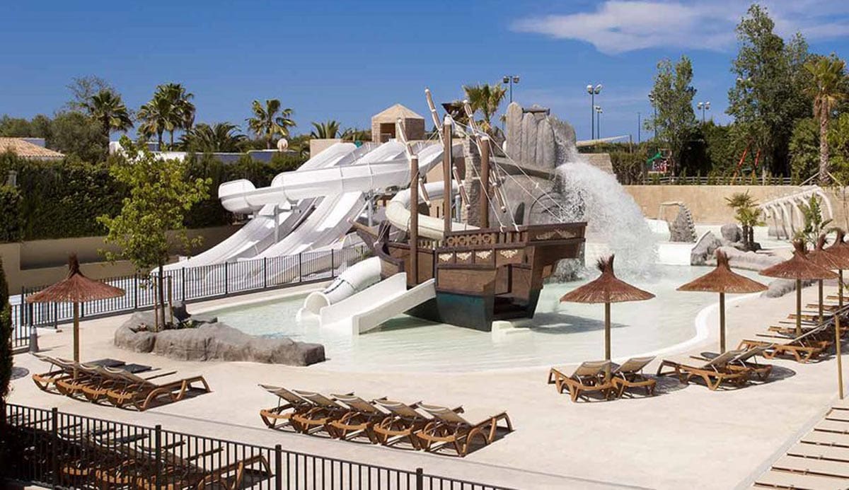 The outdoor water playground and pool area at Insotel Cala Mandia Resort & Spa.