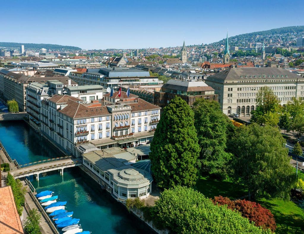 An aerial view of Baur au Lac in Zurich.