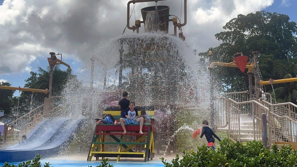 Kids enjoy a fun splash park at Beaches Negril.