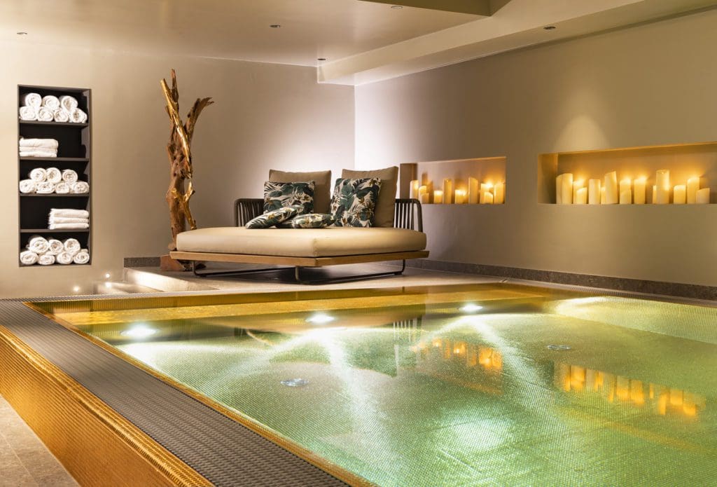 Inside the serene spa pool area at Hotel Innsbruck.
