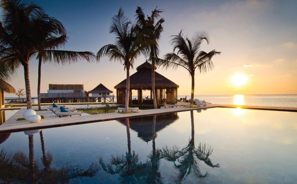 A sunset over the pool at Jumeirah Zabeel Saray.