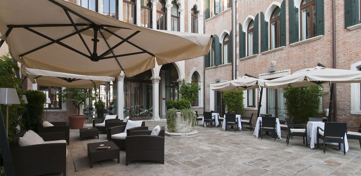 The outdoor lounge at Sina Centurion Palace.