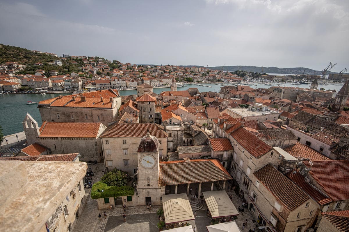 An aerial view of historic Trogir.