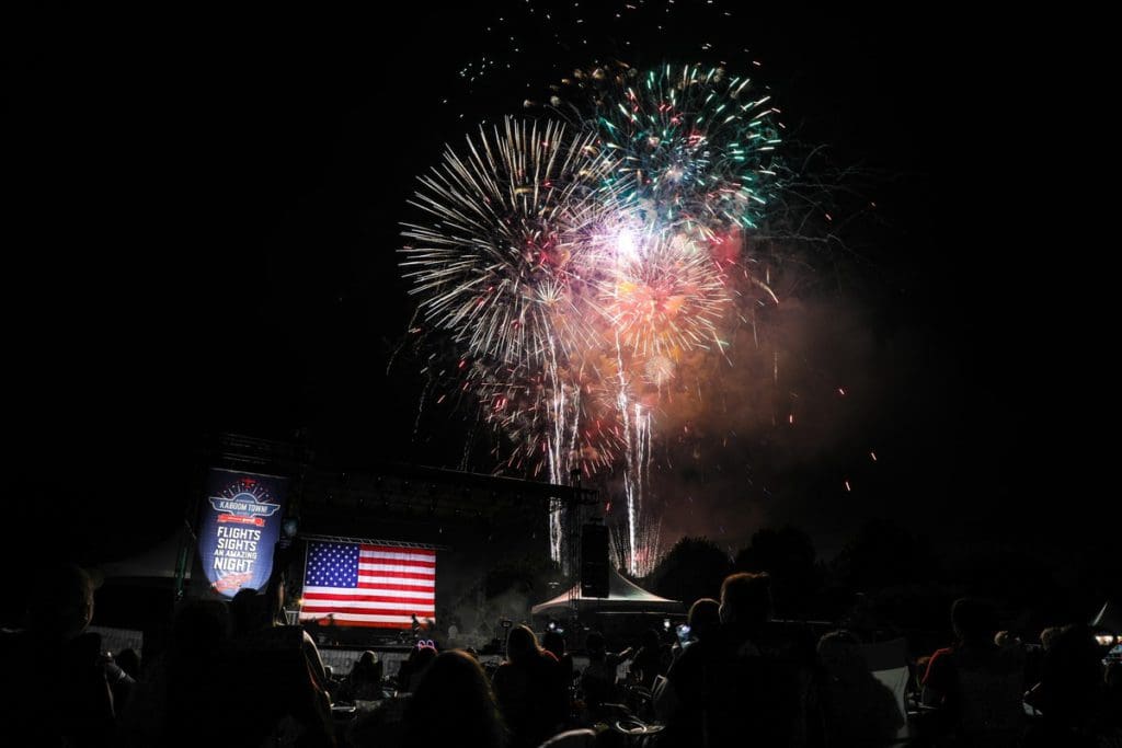 Fireworks at a Fourth of July event in Addison, Texas, one of the best places to celebrate fourth of July in the US for families.