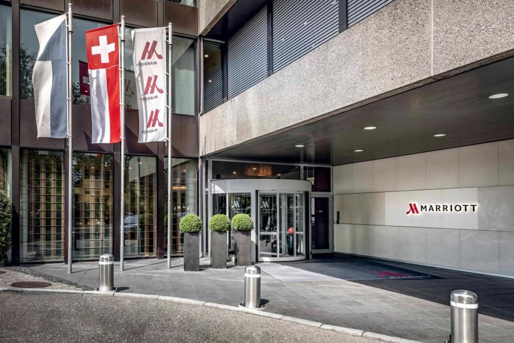 The exterior entrance to Zurich Marriott Hotel.