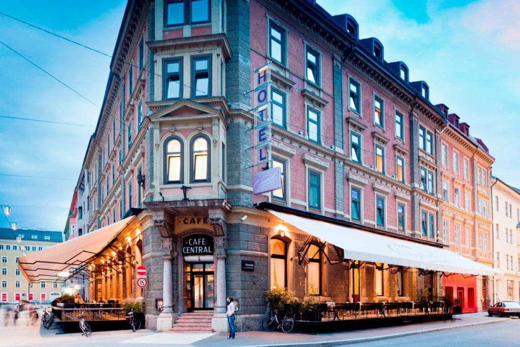 The exterior entrance to Hotel Central - Innsbruck.