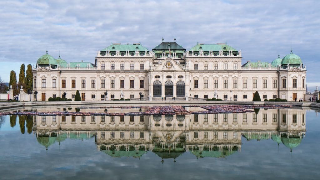Castle Belvedere in Vienna, nestled along the water.
 