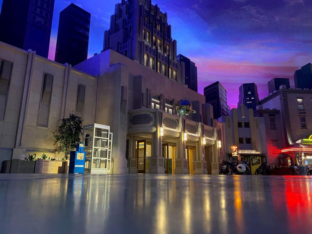 The entrance to Gotham City at the Warner Bros. Theme Park on Yas Island.