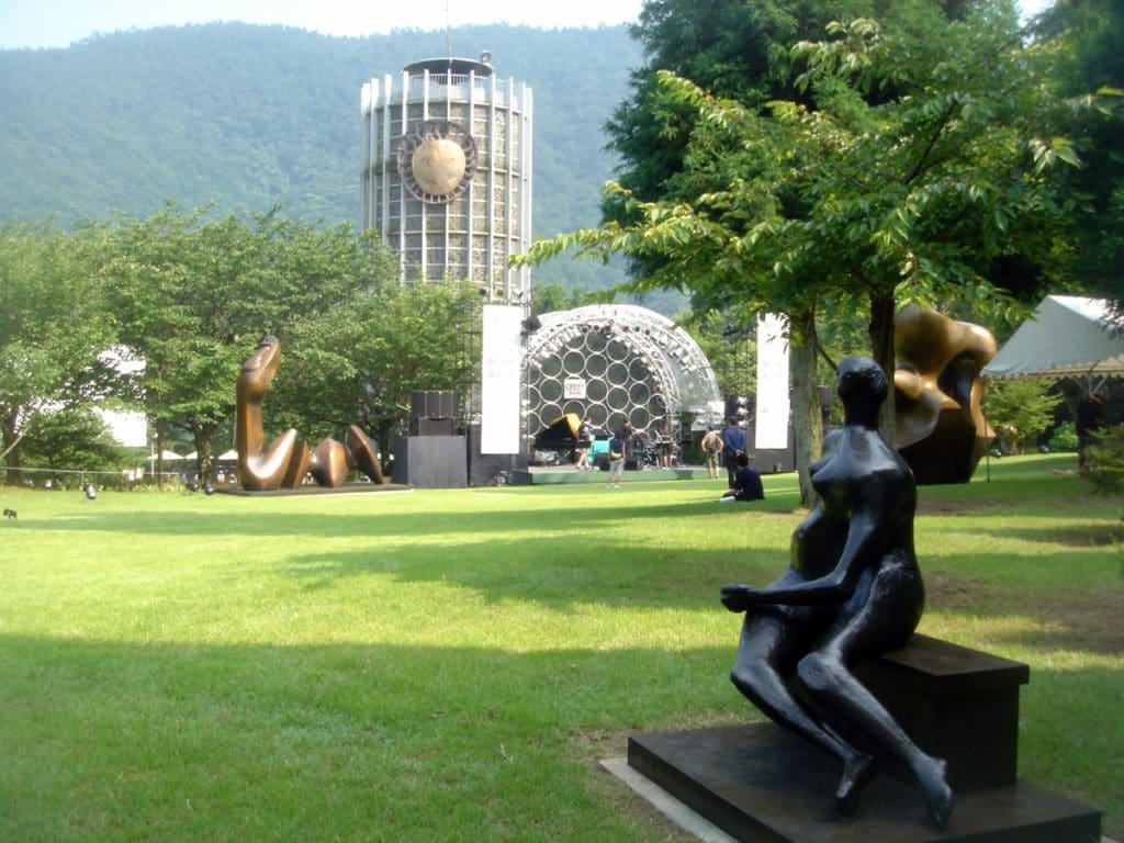 Several sculptures by Henry Moore in Hakone Open Air Museum, a must-stop on any Tokyo itinerary with kids.