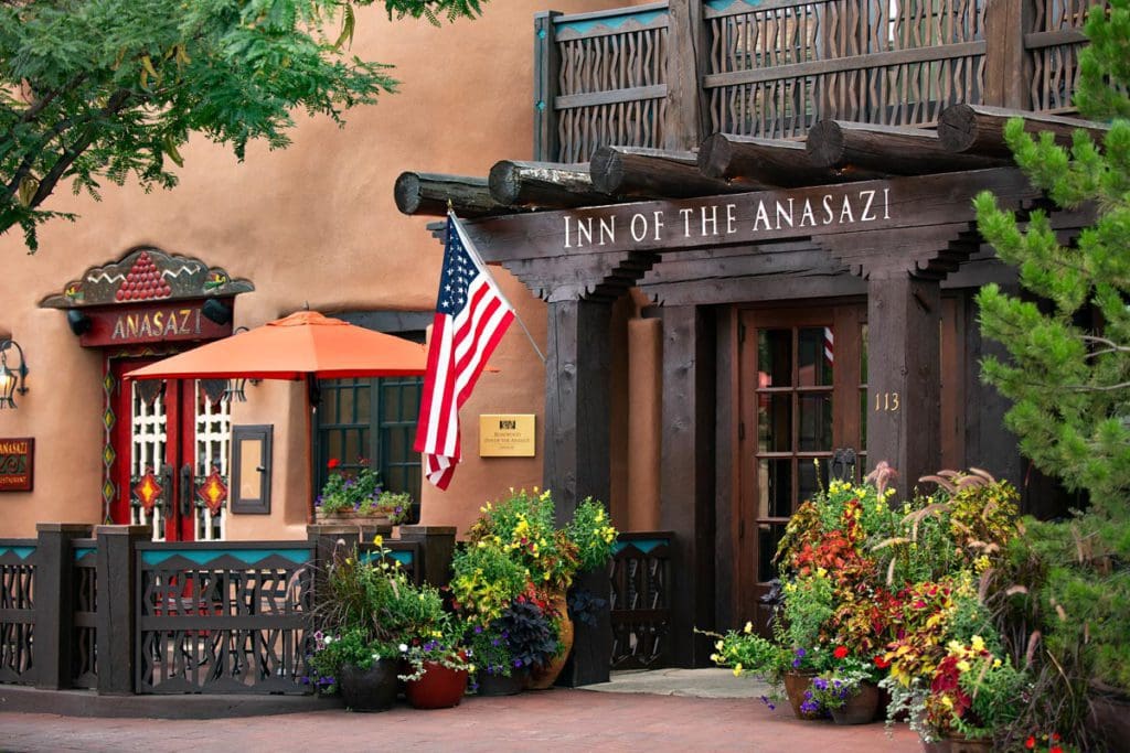 The entrance to Rosewood Inn of the Anasazi.