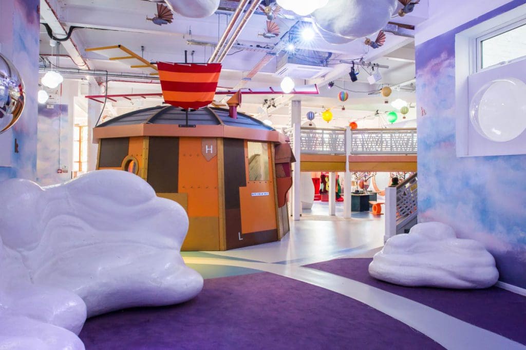 Inside one of the colorful museum exhibits at Discover Children's Story Centre.