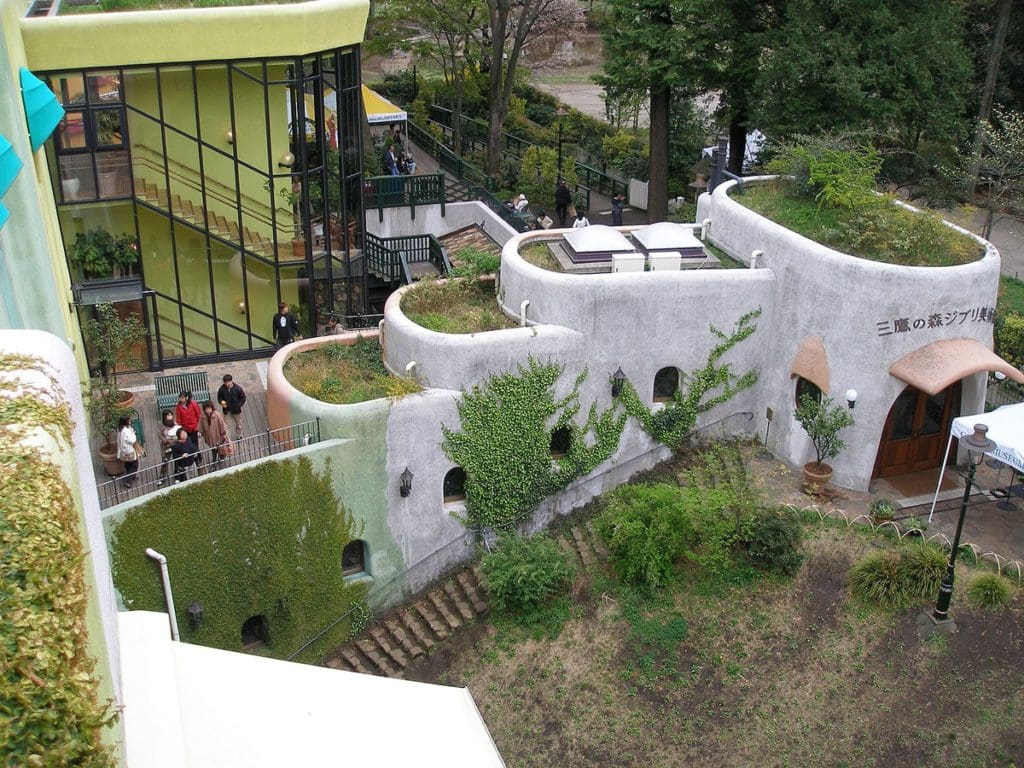 An aerial view of Ghibli Museum, a must-stop on any Tokyo itinerary with kids.