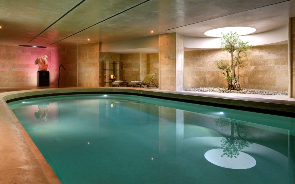 The indoor spa pool at A.Roma Lifestyle Hotel, one of the best Rome hotels for families.