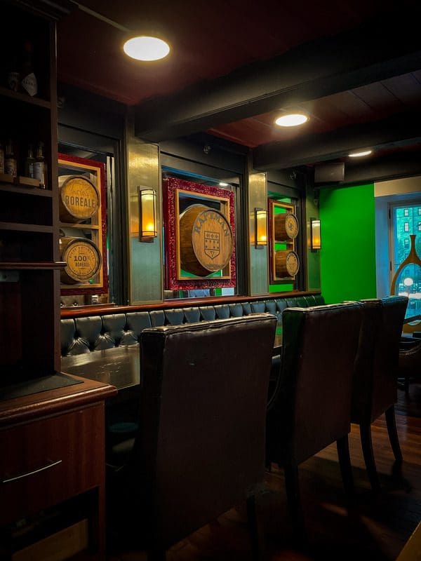 Inside the charming seating area of D'Orsay Pub in Old Quebec.