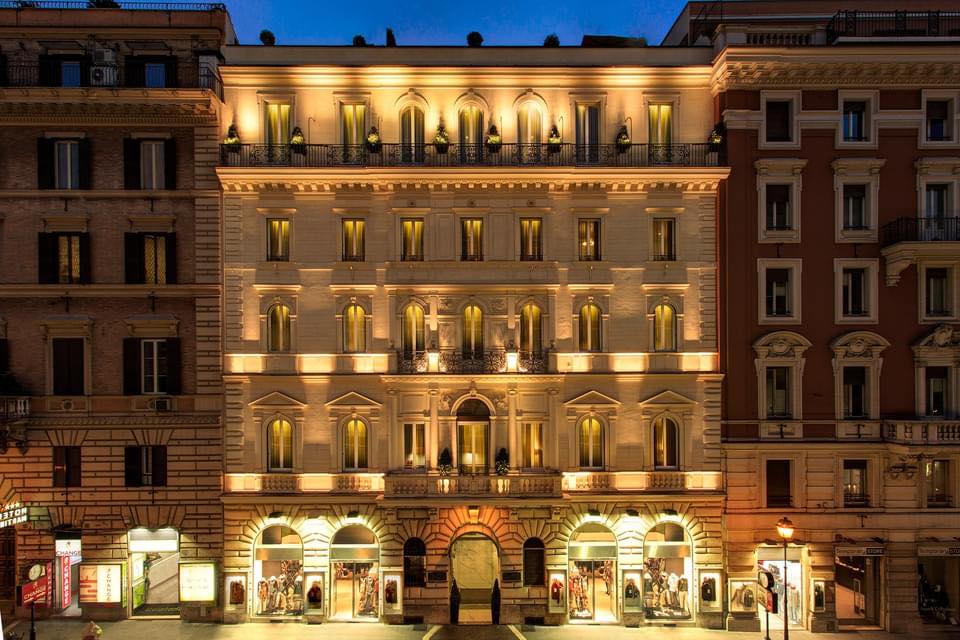 The exterior entrance to Hotel Artemide, one of the best Rome hotels for families.