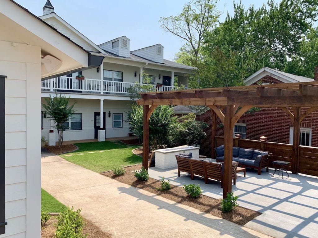 The exterior patio at Hotel Twenty-Seven.