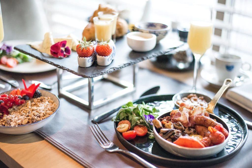A lovely breakfast spread at Luxury Suites Amsterdam, one of the best hotels in Amsterdam for families.