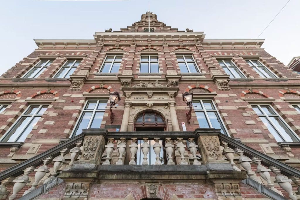 The exterior entrance to Pestana Amsterdam Riverside.