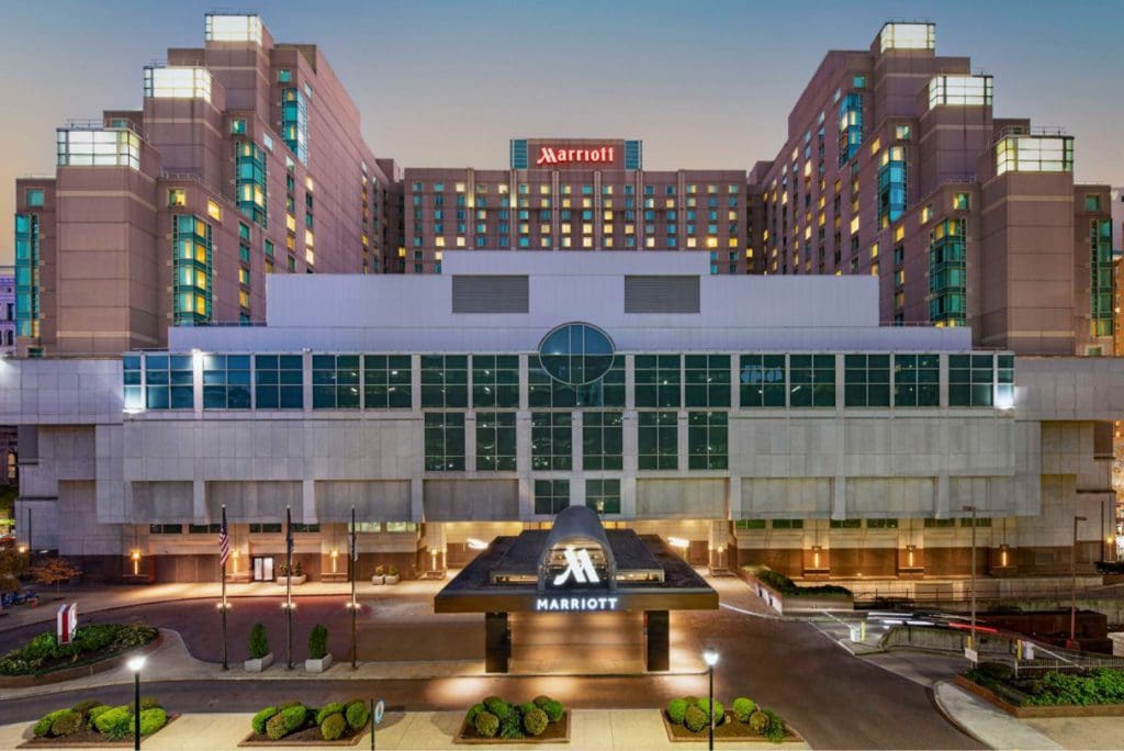 The exterior entrance to Philadelphia Marriott Downtown.