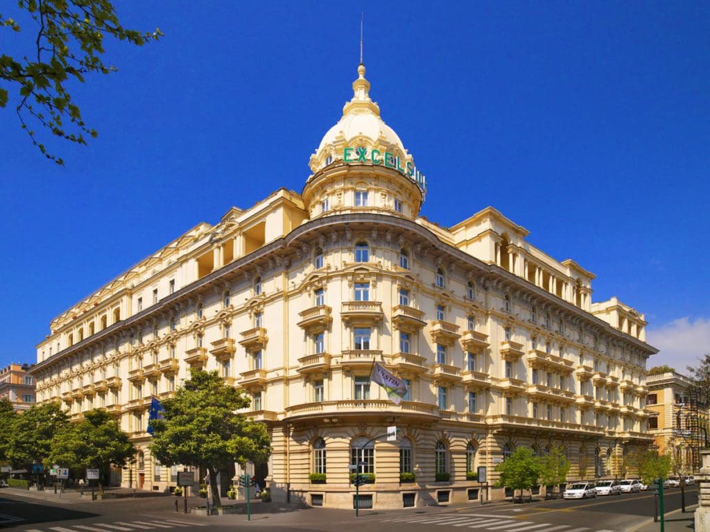 The exterior entrance to The Westin Excelsior, Rome, one of the best Rome hotels for families.