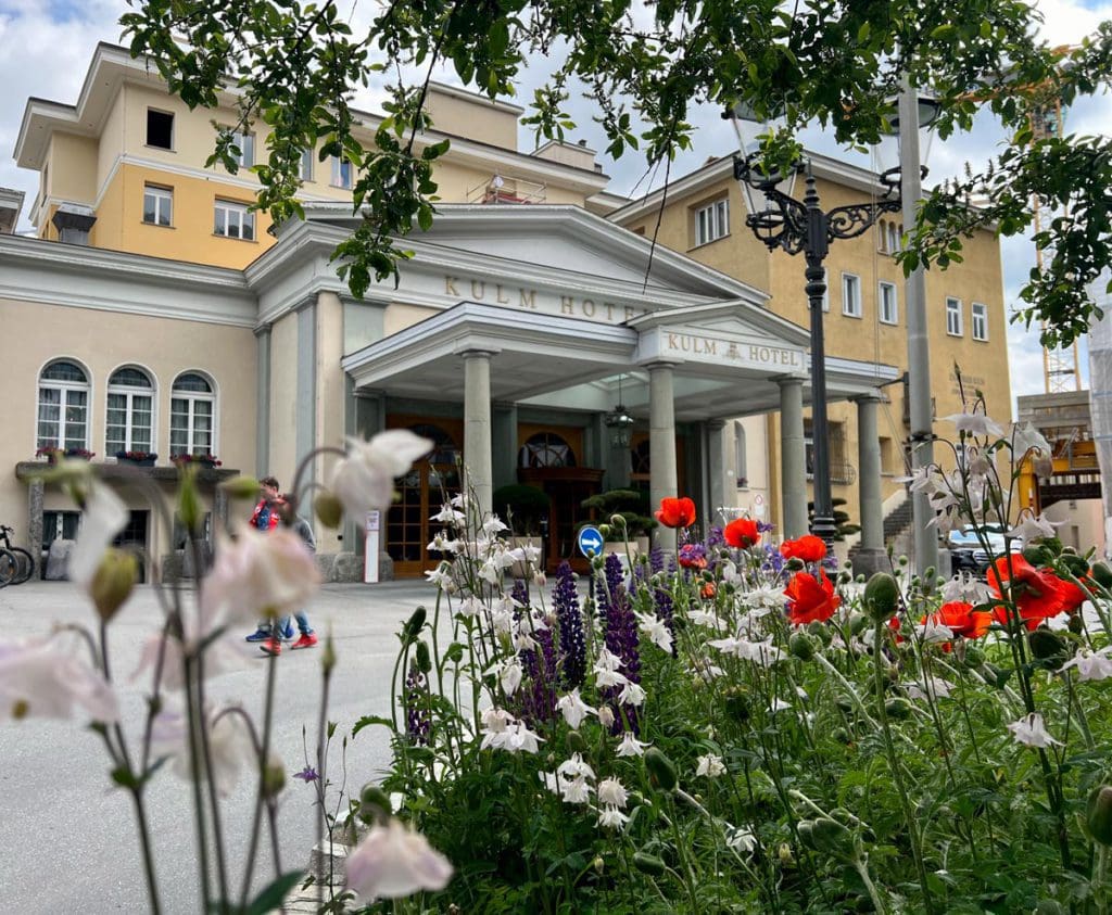 The entrance to Kulm Hotel St. Moritz.