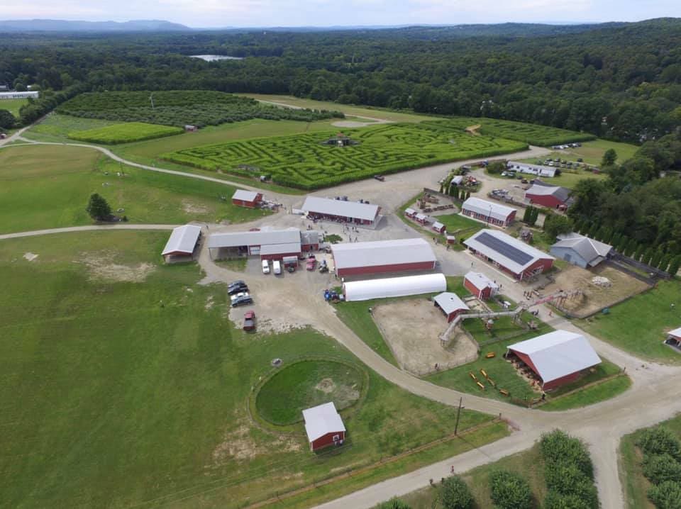 An aerial view of Barton Orchards.
