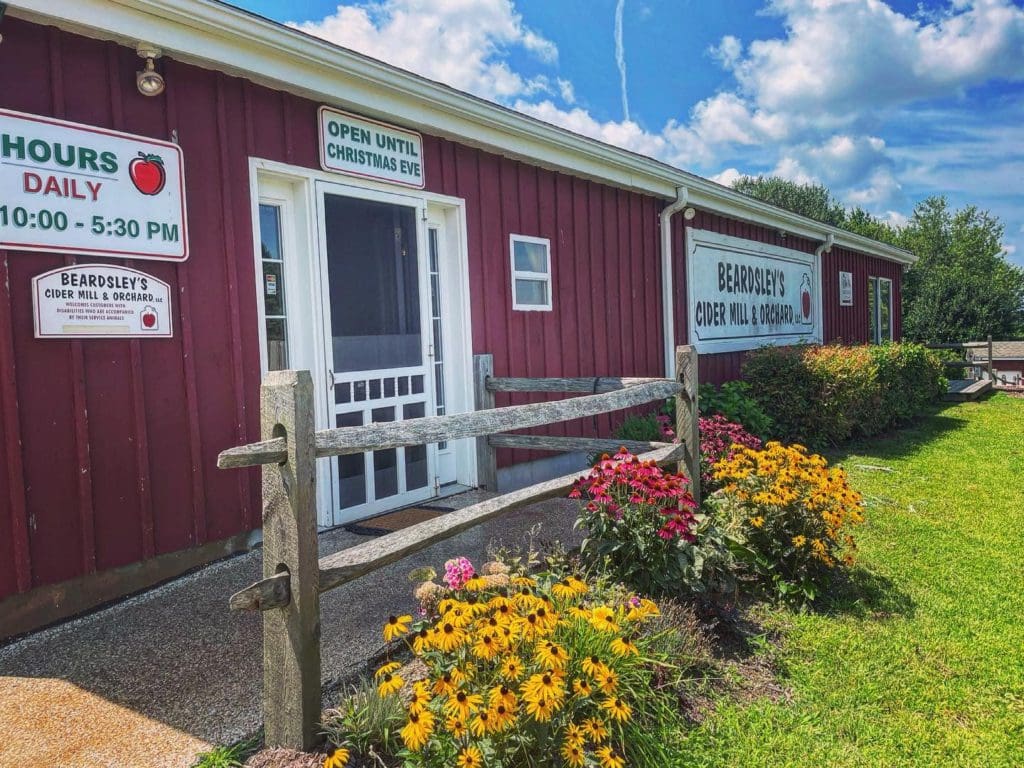 The apple barn at Beardsley’s Cider Mill & Orchard.