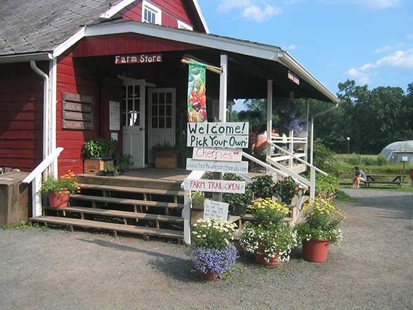 The entrance to the farm store at Terhune Orchards.