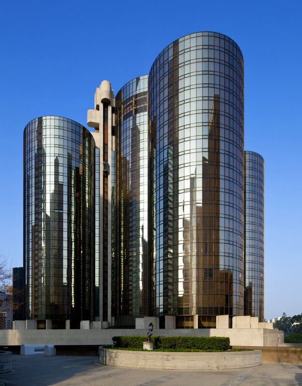 The exterior of The Westin Bonaventure Hotel & Suites, Los Angeles.