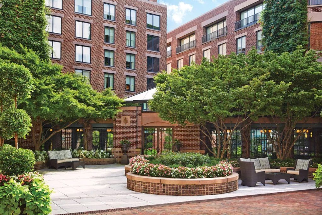 The exterior entrance to Four Seasons Hotel Washington DC.