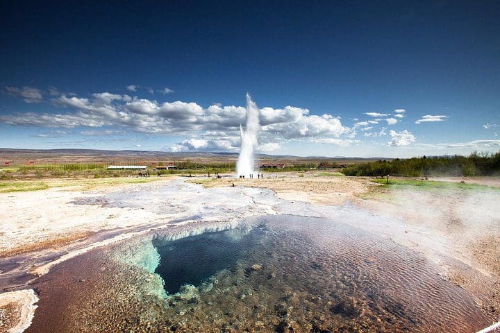 A geyser in Iceland, as seen on the Golden Circle, Fridheimar Farm & Horses Small Group Tour from Reykjavik.
