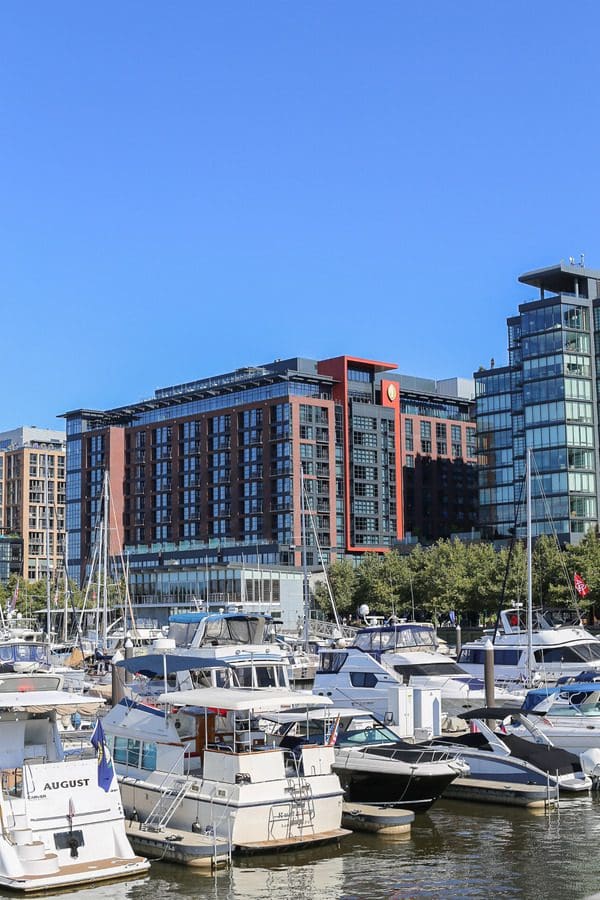 The exterior of Intercontinental Washington DC The Wharf, an IHG Hotel, near the wharf.