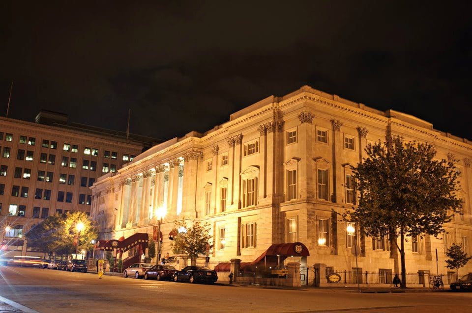 The exterior entrance of Kimpton Hotel Monaco Washington DC.