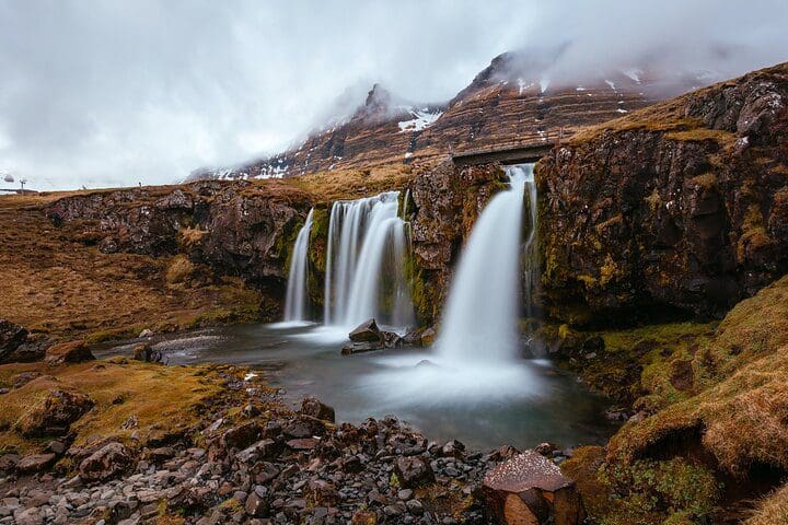 A large waterfall, as seen on Small-Group Day Tour of Snaefellsnes Peninsula Natural Park.