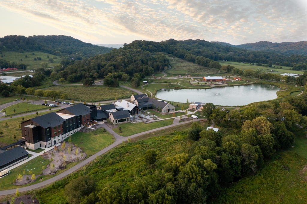 An aerial view of Southall Farm & Inn.