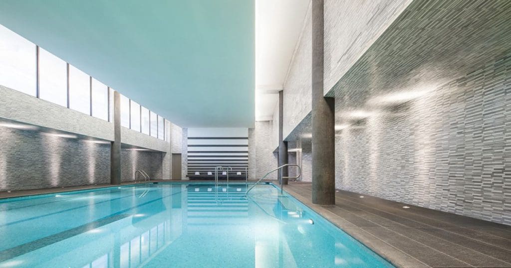 The indoor hotel pool at The Watergate Hotel.